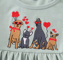 Load image into Gallery viewer, Sage valentine puppy heart embroidery girl dress
