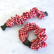 Gingham Red Buckle Scrunchie - No Snagging, No Tangles