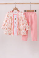 Pink gingerbread embroidery ruffle set