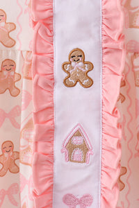Pink gingerbread embroidery ruffle set