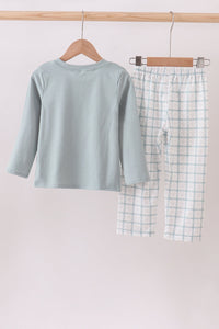 Blue gingerbread embroidery pants set