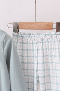 Blue gingerbread embroidery pants set