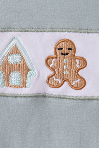 Blue gingerbread embroidery pants set