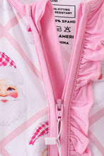 Load image into Gallery viewer, Pink santa claus bamboo ruffle zipper romper
