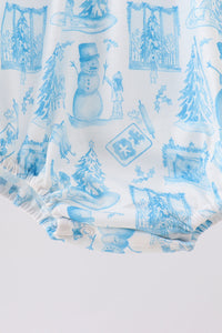 Blue snowman christmas tree smocked bubble