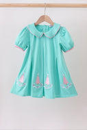 Green christmas tree embroidery dress