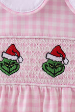 Load image into Gallery viewer, Pink grinch smocked dress
