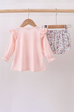 Load image into Gallery viewer, Pink floral bow applique bloomer set
