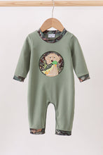 Load image into Gallery viewer, Camouflage dog hunting applique romper

