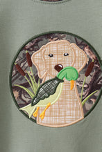 Load image into Gallery viewer, Camouflage dog hunting applique romper
