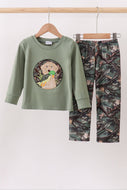 Camouflage dog hunting applique pants set