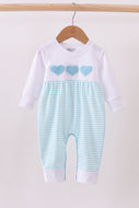 Blue heart french knot romper