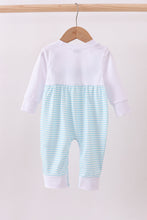 Load image into Gallery viewer, Blue heart french knot romper
