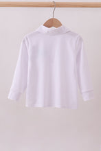 Load image into Gallery viewer, Blue heart french knot button down top
