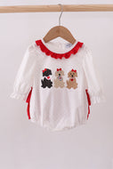 White puppy embroidery ruffle bubble