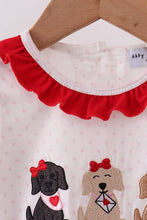 Load image into Gallery viewer, White puppy embroidery ruffle bubble
