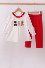 Load image into Gallery viewer, White puppy embroidery ruffle pants set
