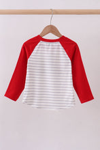 Load image into Gallery viewer, Red car embroidery stripe top
