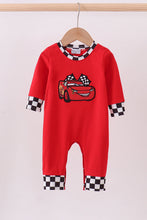Load image into Gallery viewer, Red character applique checkered romper
