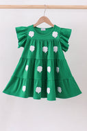 Green clover sequin ruffle tiered dress