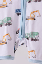 Load image into Gallery viewer, Blue car print bamboo romper
