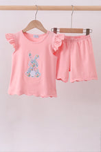 Load image into Gallery viewer, Pink bunny applique ruffle shorts set
