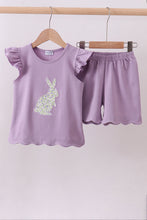 Load image into Gallery viewer, Purple bunny applique ruffle shorts set
