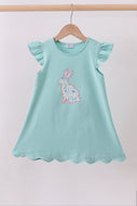 Green bunny applique dress