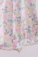 Load image into Gallery viewer, Purple floral smocked ruffle bubble
