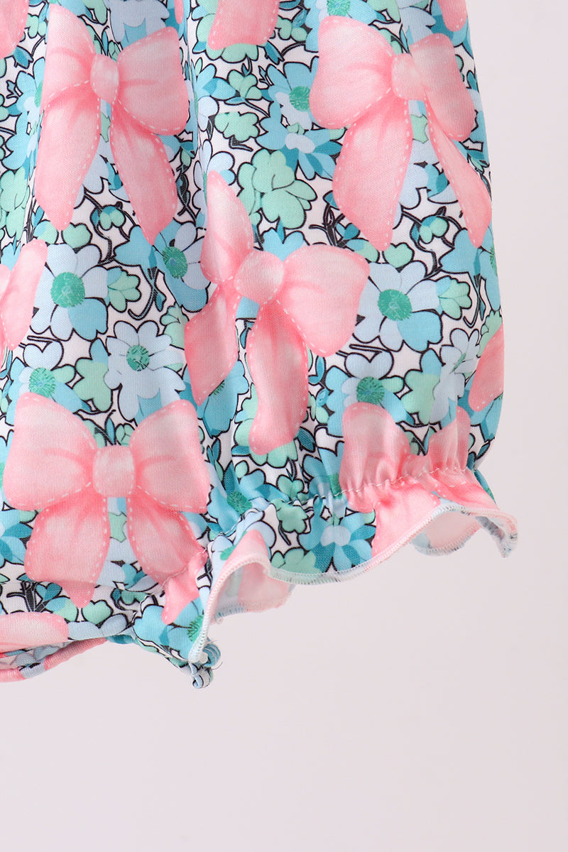 Pink floral mommy's girl embroidery ruffle bubble