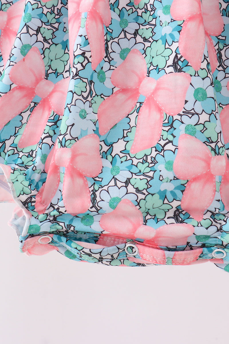 Pink floral mommy's girl embroidery ruffle bubble