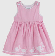 Pink Gingham Bunny Family Button Dress - Image #1