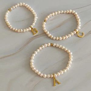 Freshwater Pearl Initial Charm Bracelet - Image #3