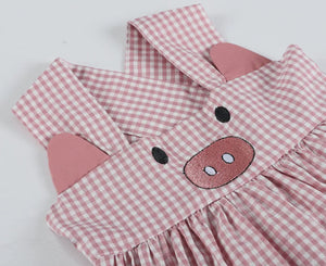 Rose Gingham Little Piggy Sleeveless A-Line Dress