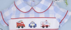 First Responders Smocked Boy Short Bubble - Image #2