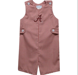 Alabama Crimson Tide Embroidered Red Gingham Boys Jon Jons - Image #1