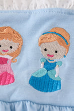 Load image into Gallery viewer, Blue princess embroidery ruffle girl set
