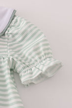 Load image into Gallery viewer, Sage stripe french knot ruffle pants set
