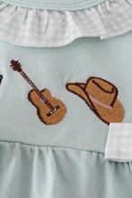 Load image into Gallery viewer, Blue boots embroidery ruffle bloomer set
