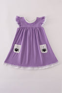 Purple spider embroidery ruffle dress