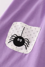 Load image into Gallery viewer, Purple spider embroidery ruffle dress
