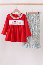 Load image into Gallery viewer, Red santa claus cookie french knot ruffle pants set
