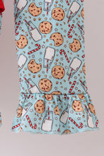 Load image into Gallery viewer, Red santa claus cookie french knot ruffle pants set
