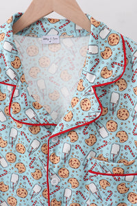 Santa claus cookie print adult pajamas set