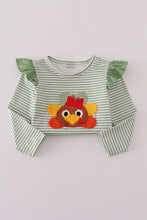 Load image into Gallery viewer, Green turkey french knot stripe pants set
