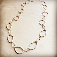 Matte Gold Long Hoop and Circle Necklace - Image #1