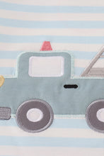Load image into Gallery viewer, Blue crane applique stripe top
