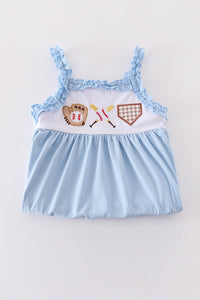 Blue baseball applique set