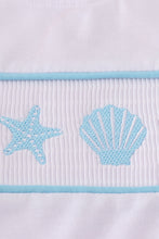 Load image into Gallery viewer, White starfish embroidery smocked set
