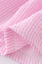 Load image into Gallery viewer, Pink seersucker cross floral embroidery bloomer set

